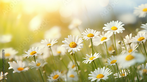 Summer field of daisies background, Template 