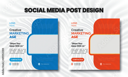 social media post design, Modern Social Media template. Digital business marketing banner for social media post template, (ID: 693152384)