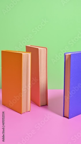 Wallpaper Mural Vertical Stop Motion of Dancing Books on Pastel Canvas Torontodigital.ca