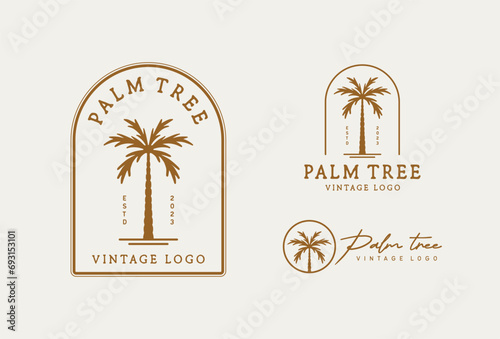 Palm tree vintage logo design template 