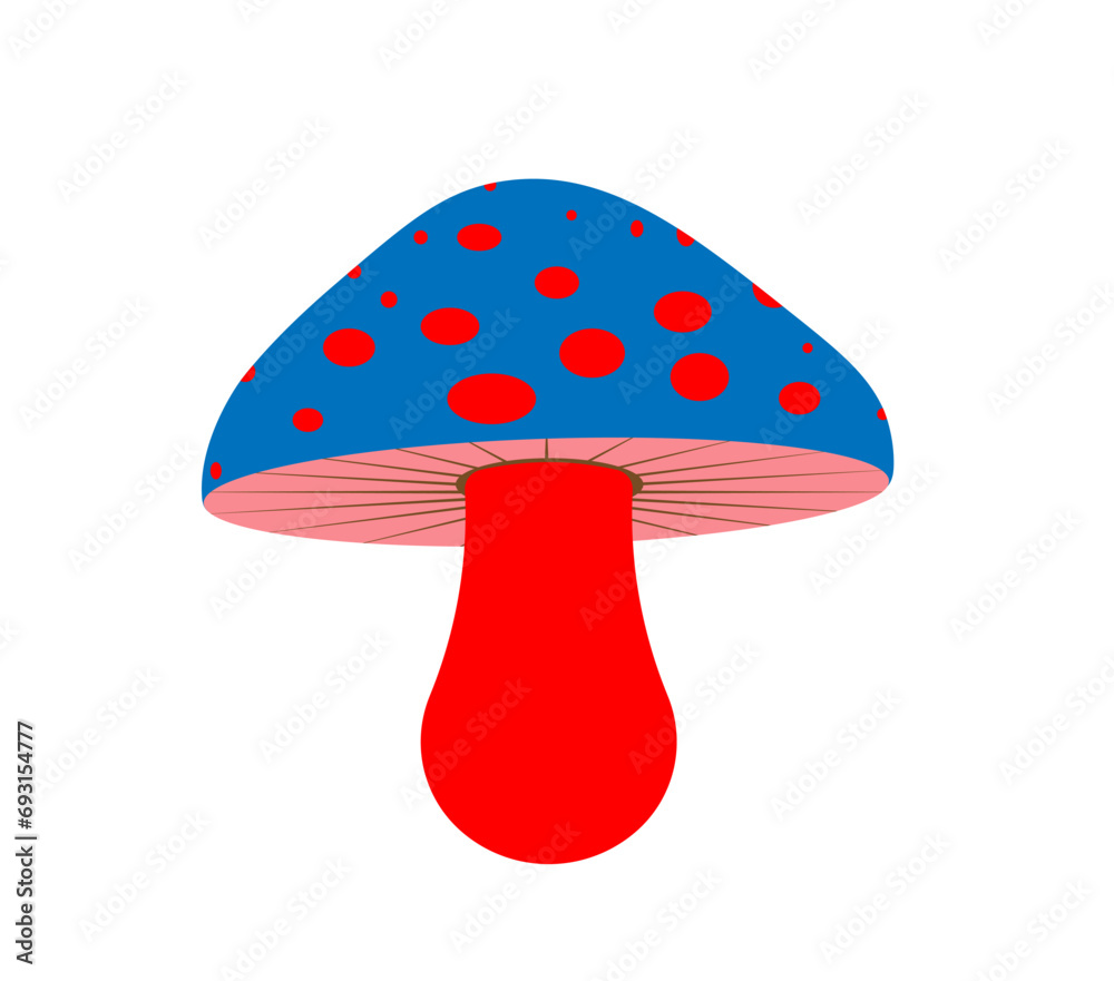 Vector illustration of a cartoon mushroom with a blue hat Vector illustration of a cartoon mushroom with a blue hat