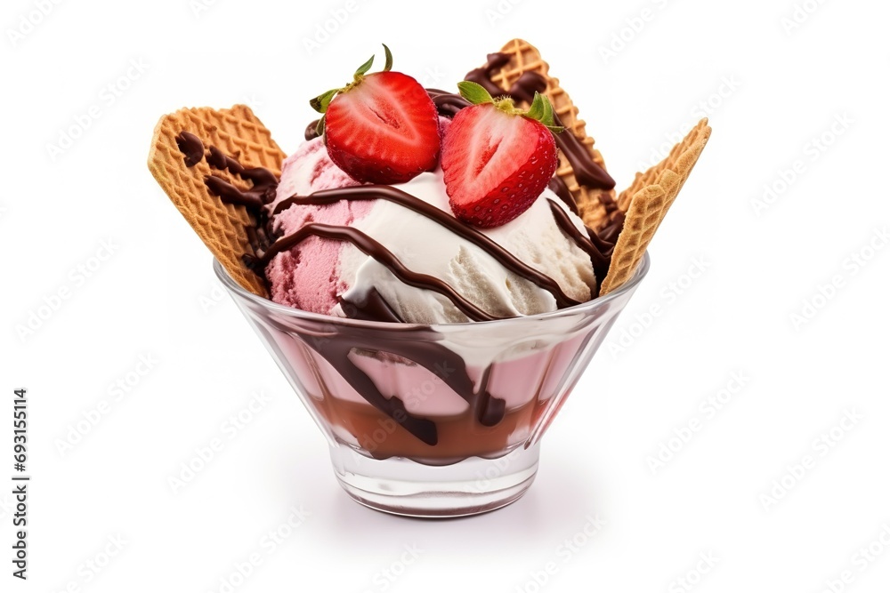 Strawberry and Chocolate sundae ice cream. Strawberry and Chocolate sundae ice cream.