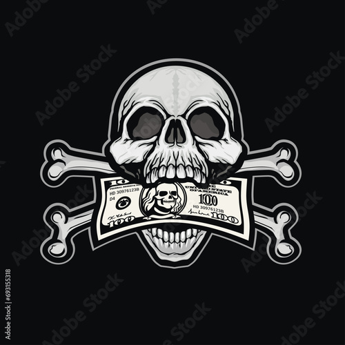 skeleton arm with money, grunge vintage design t shirts