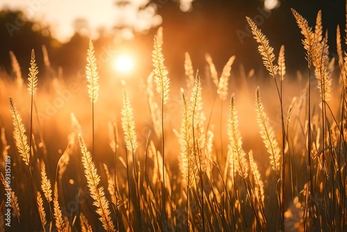 wheat field at sunset