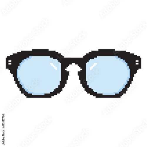 Pixelated colored eyeglasses icon Vector