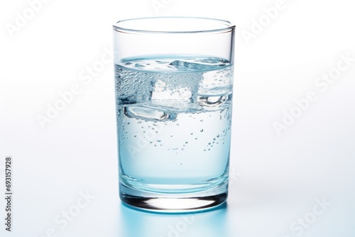A simple glass of water filled to the brim with ice cubes, providing a refreshing and cool drink.