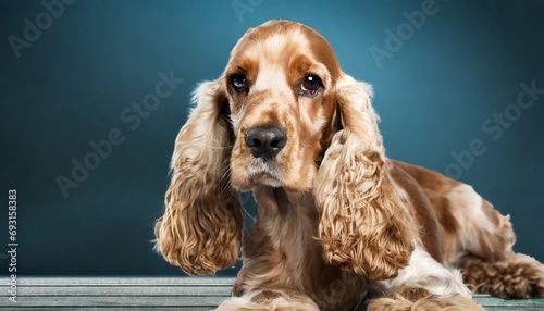 adult cocker spaniel dog posing over background photo