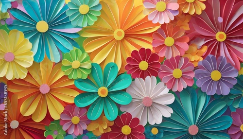 groovy rainbow paper flower background