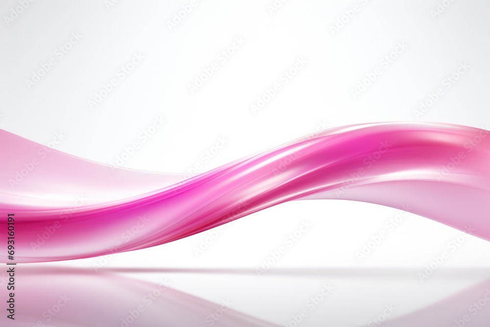 A Delicate Pink Wave Flowing Against a Clean White Background