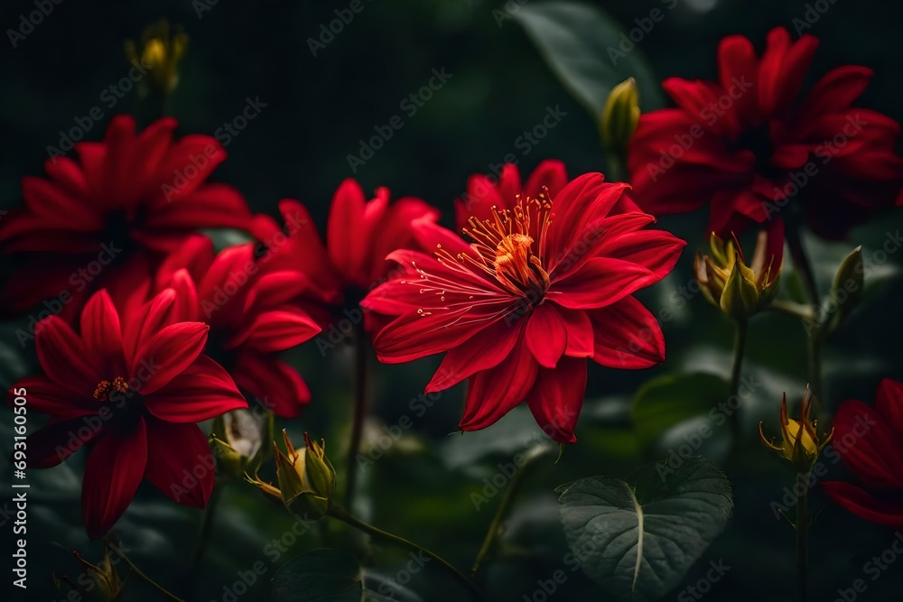red flower in the garden red flower in the garden