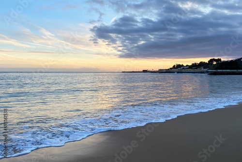 Beautiful sunset at the beach in Costa Brava  Catalonia  Spain