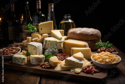 cheese variations on wooden table