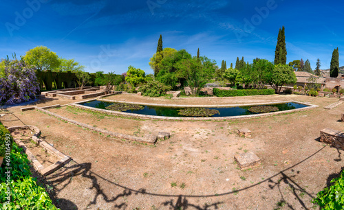 Alhambra gardens on a beautiful sunny day  Granada - Spain