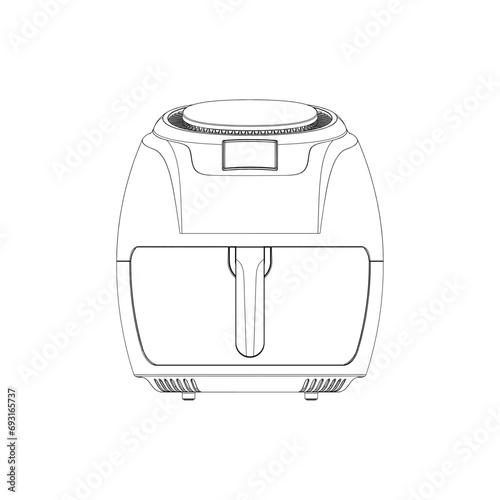 cooking air fryer appliance icon vector