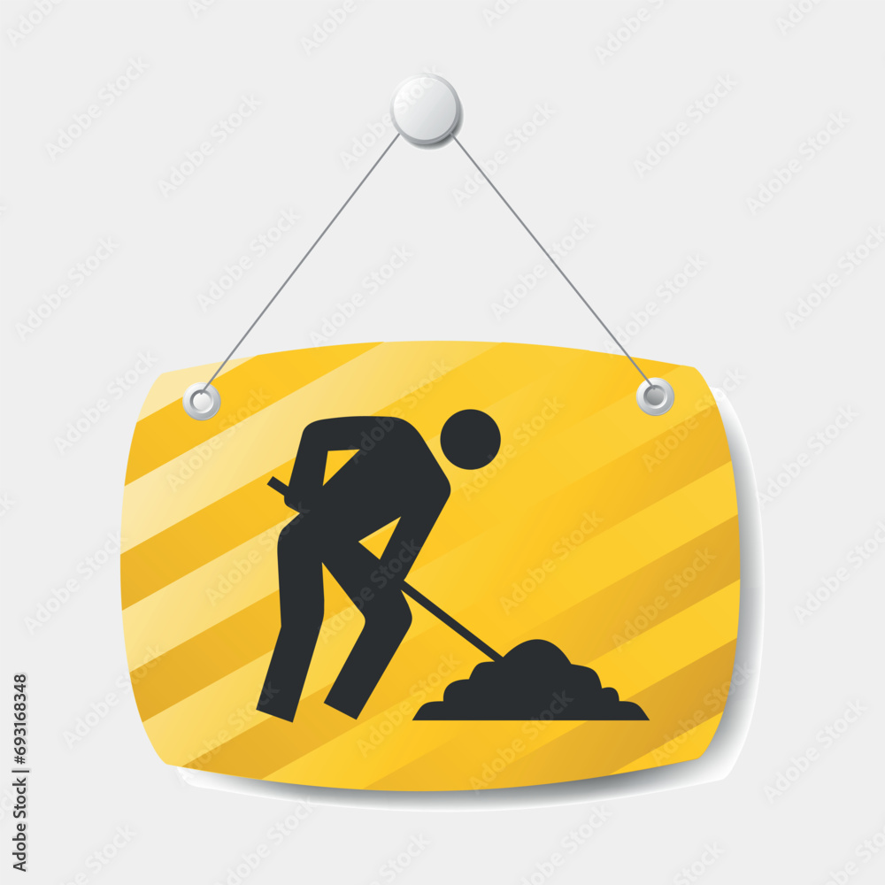 vector yellow under construction sign isolated on white background ...