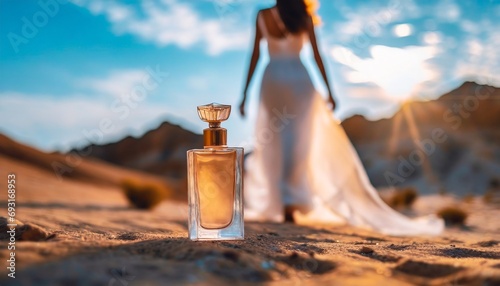 Bottiglia di profumo nel deserto photo