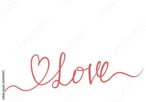 Hand drawn lettering of word LOVE. Vector illustration.