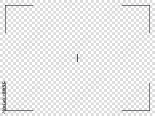 Camera frame viewfinder screen of photo, video recorder digital display with camera frames. Vector cross target illustration on transparent background