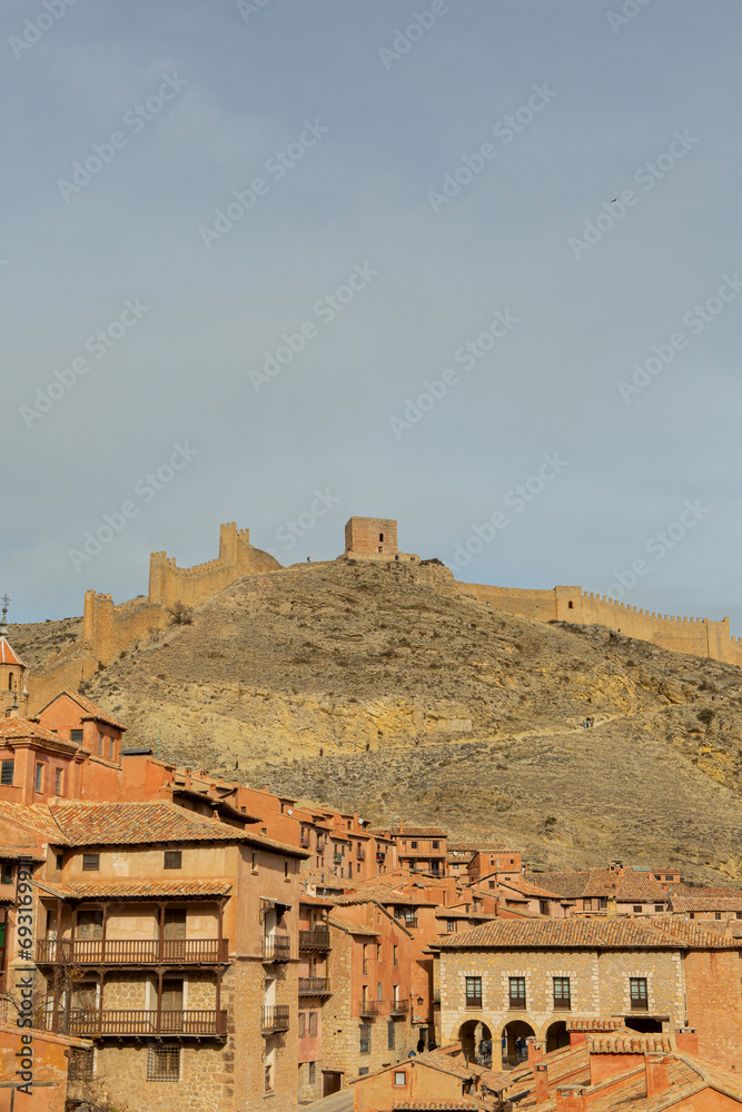 View of the old town and castle of Albarracín in Teruel (Spain)