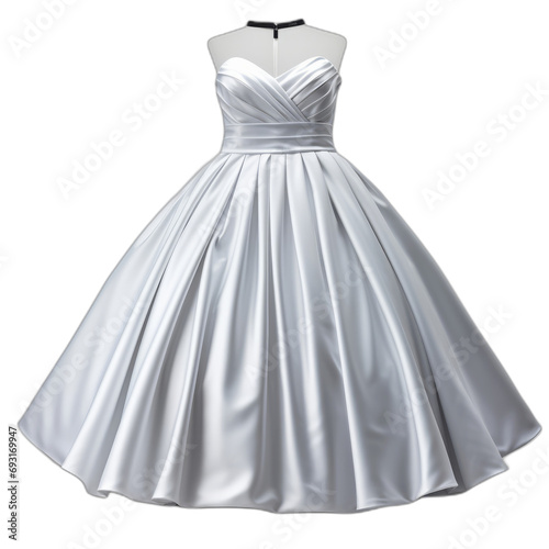 A Classic White Wedding Dress on a Mannequin © LUPACO PNG