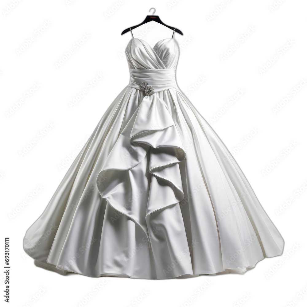 A Classic White Wedding Dress on a Hanger A Classic White Wedding Dress on a Hanger