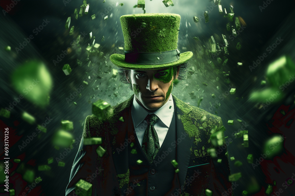 Funny leprechaun in green suit and hat Funny leprechaun in green suit and hat