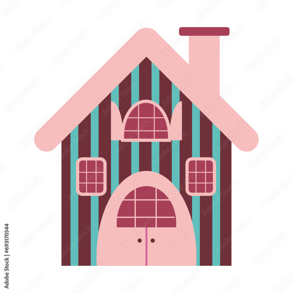 Colored candy house building icon Vector