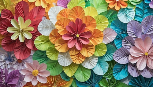 groovy rainbow paper flower background