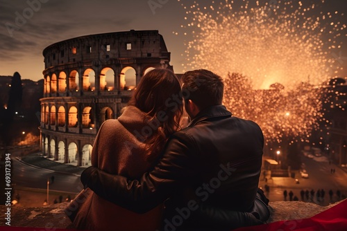 New Year's Eve Romance Overlooking the Colosseum in Rome photo