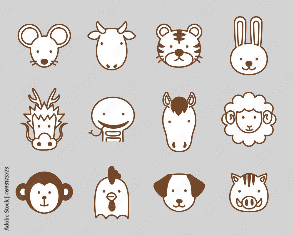 かわいい十二支アニマルアイコンセット