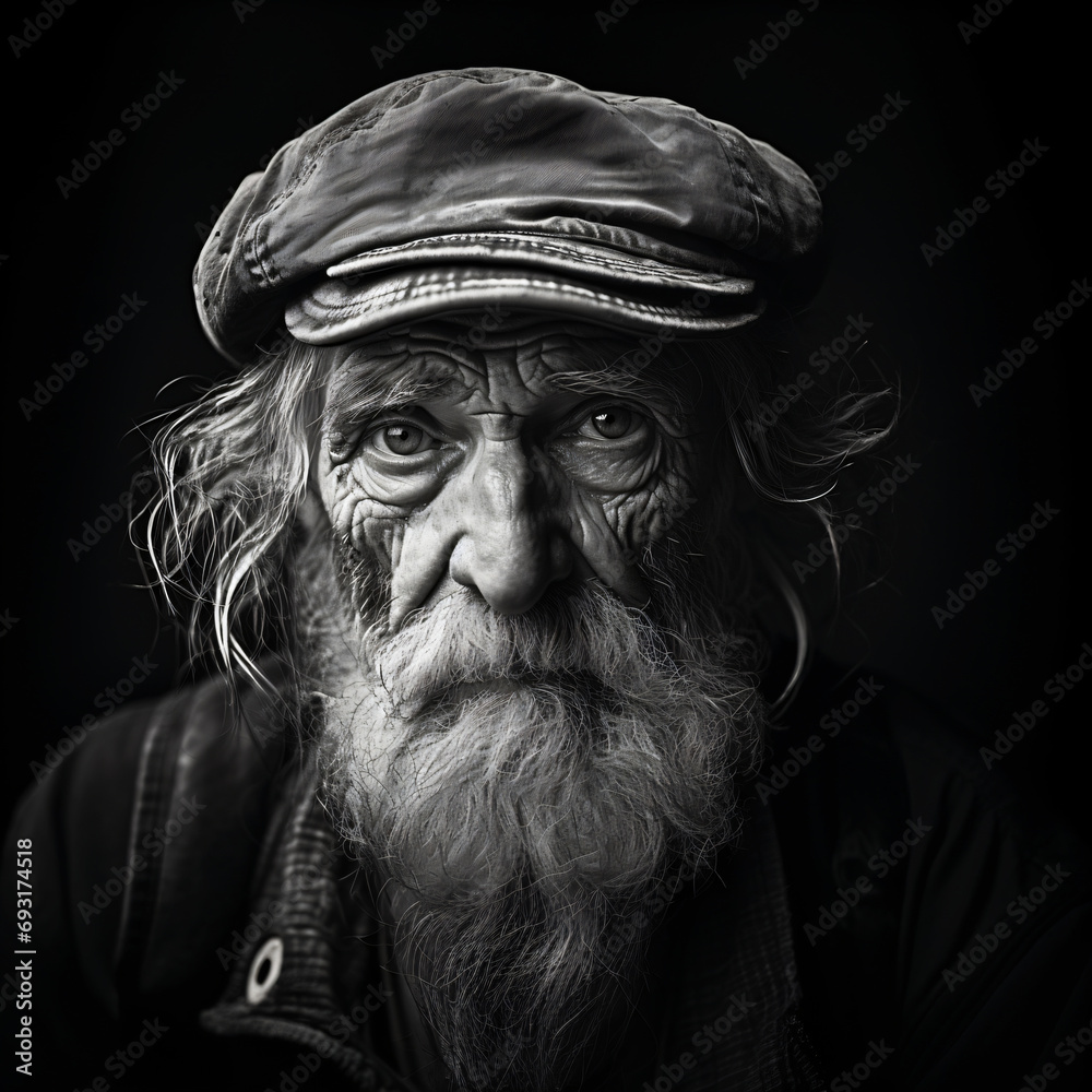 Portrait of an old man with wrinkled skin Portrait of an old man with wrinkled skin