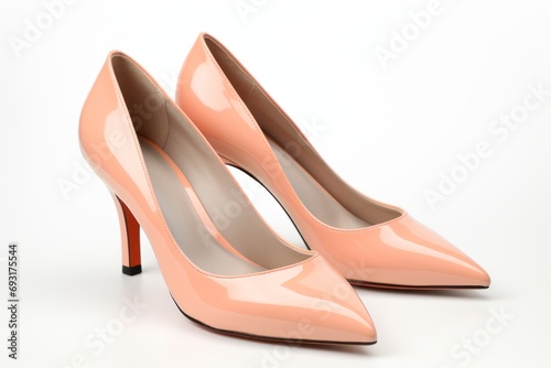 Women's casual low-heeled shoes in soft peach color