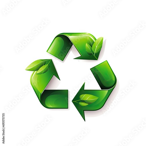 Digital Recycling Arrows Logo with Leaves Compost Recycle Symbol Environmental Waste Rubbish Design Garbage Collection Graphic photo