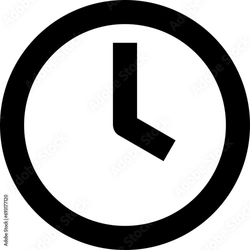 Round clock with arrow icon. Horizontal analog clock