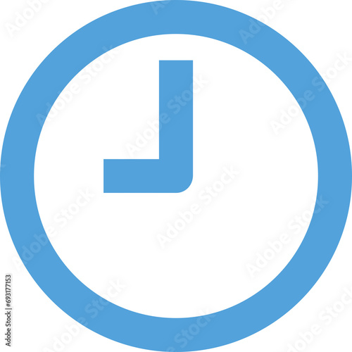 Round clock with arrow icon. Horizontal analog clock
