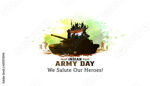 Vector illustration of India Republic day and Indian army parade show, patriotic background with Tricolor flag. Remembring Freedom day 26 January.