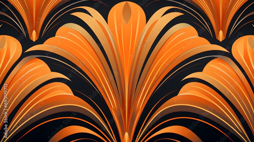 Glamorous Orange Art Deco Pattern Background Glamorous Orange Art Deco Pattern Background