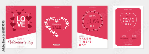 Valentine's Day holidays templates. Special offer template design. Vector illustrations for social media banners and website, online shopping, sale ads, greeting cards, marketing material