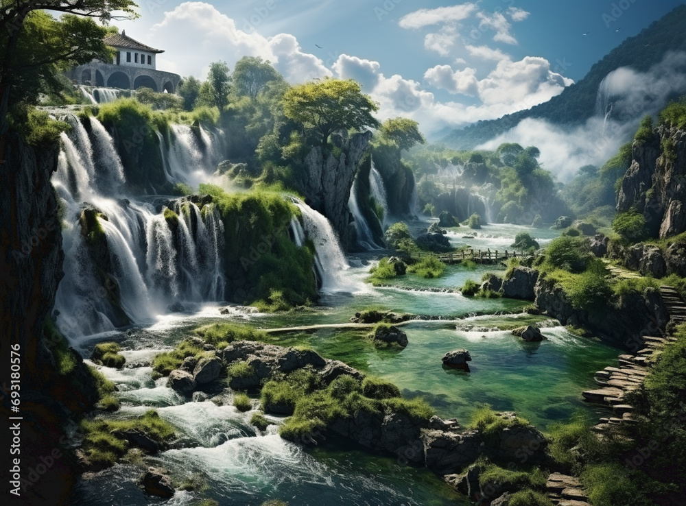 Beautiful waterfall in forest water natural Beautiful waterfall in forest water natural