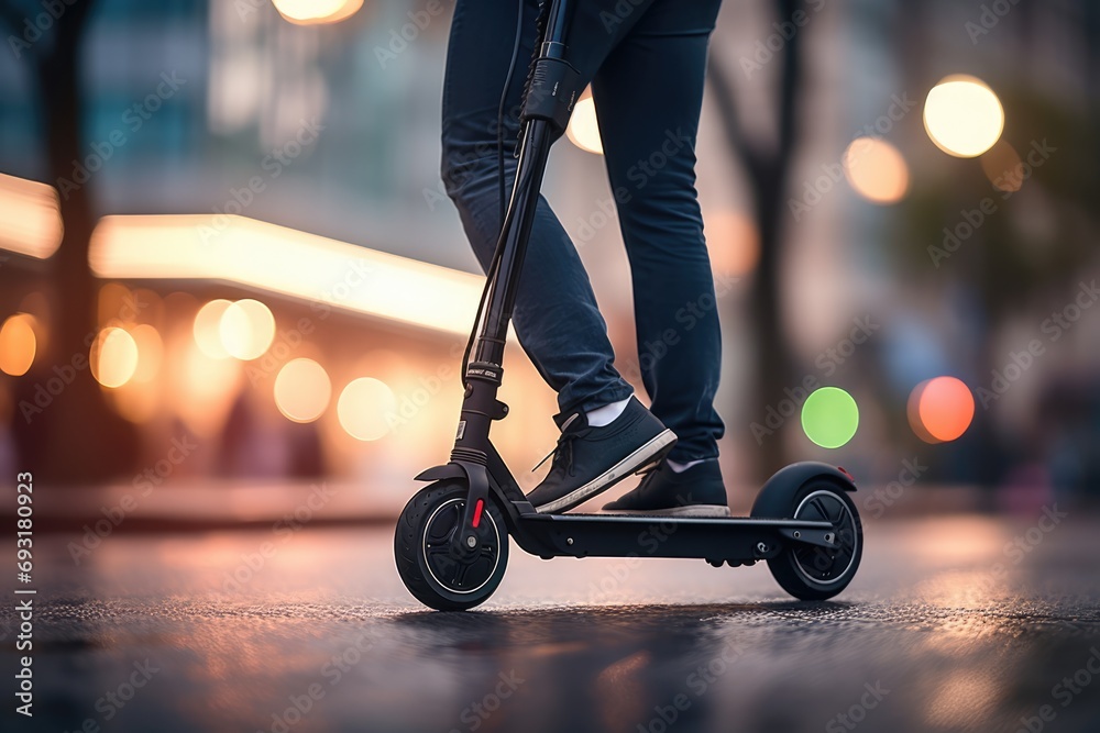 Obraz premium an electric scooter traveling on a city
