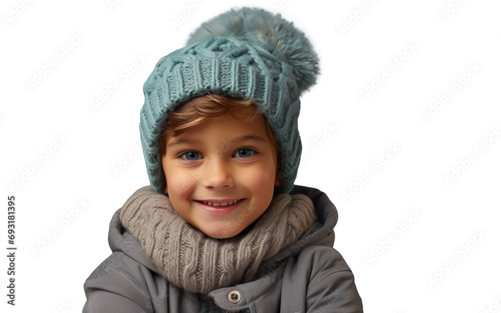 Beautiful little boy in winter warm hat and scarf isolated on transparent. Children winter clothes Beautiful little boy in winter warm hat and scarf isolated on transparent. Children winter clothes