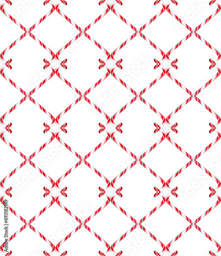Ornament of red Christmas candy canes in seamless pattern