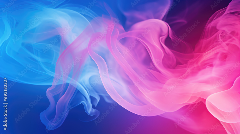 Abstract Blue and Pink Neon Smoke Clouds