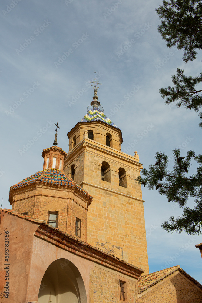 Church of the tourist and medieval town of Albarracín in Spain.