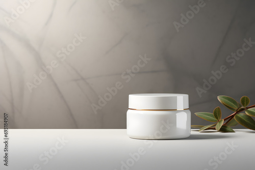 White jar of cosmetic cream Mock up. Cosmetic beauty product branding mockup 