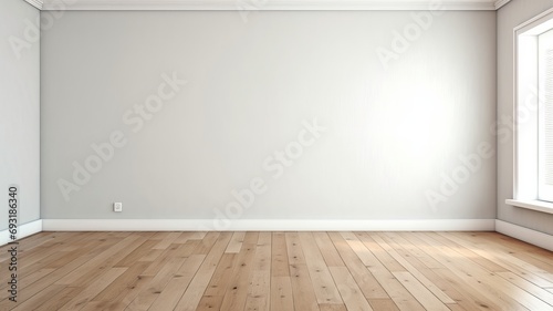 Beautiful entirior background for presentation green wall and wooden floor © PawsomeStocks