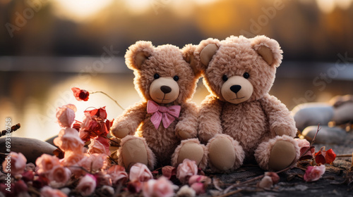 Two charming teddy bears sharing a sweet moment, symbolizing love, companionship, and friendship on Valentine's Day © Bartek