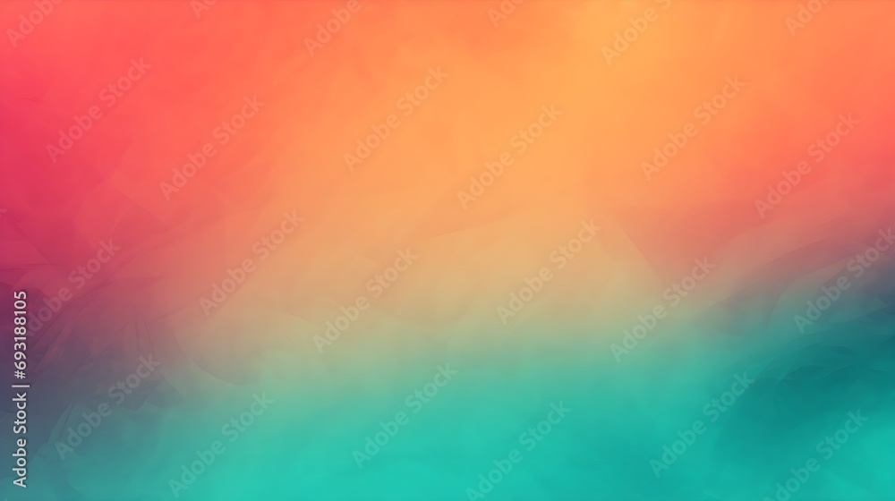 Summer Vibes: Orange, Pink, Teal, Green Abstract Retro Grainy Gradient Background - Noise Texture Effect for Summer Poster Design - obrazy, fototapety, plakaty 