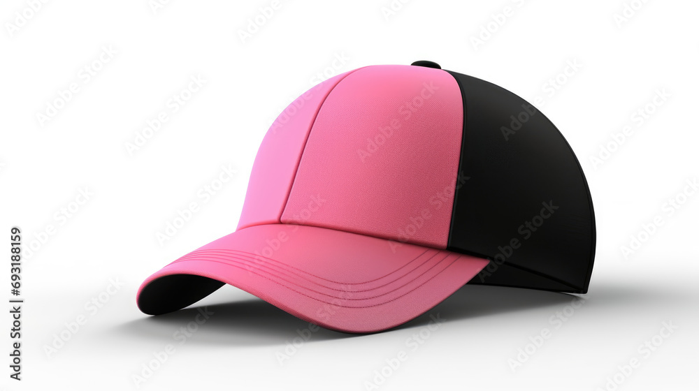 Fototapeta premium pink black cap in front view, mockup, white background