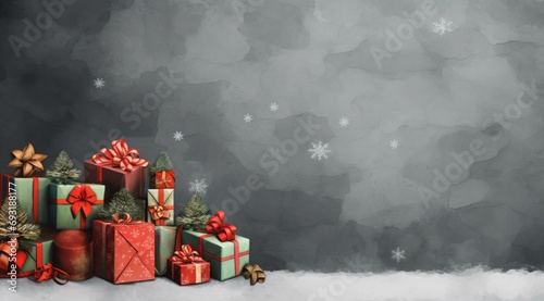 Christmas background with gift box and Christmas balls for greeting Christmas concept with copy space © Abima_23